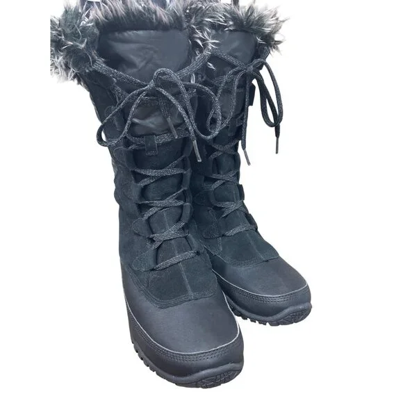 NorthFace Primaloft Womans Black Insulated fur lined winter boots Sz 9 SKU 9569 - Picture 11 of 12